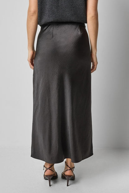 Satin Slit Front Skirt in black by Lilla P