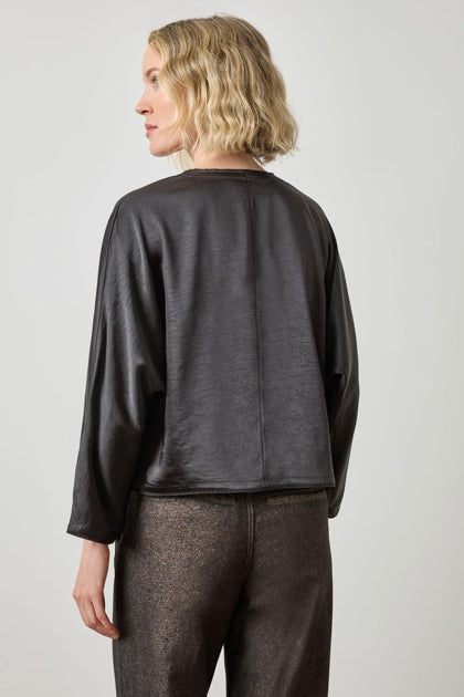 Satin V-Neck Dolman in black by Lilla P