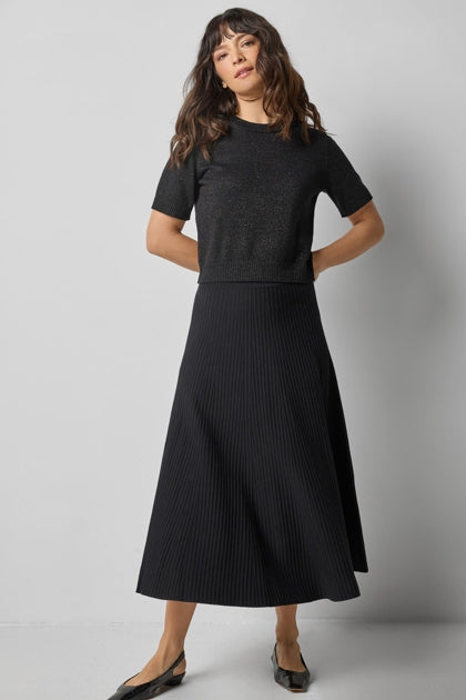 Short Sleeve Sparkle Sweater in black by Lilla P