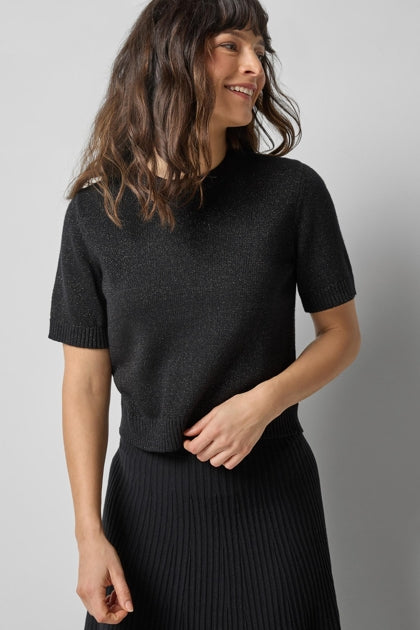 Short Sleeve Sparkle Sweater in black by Lilla P