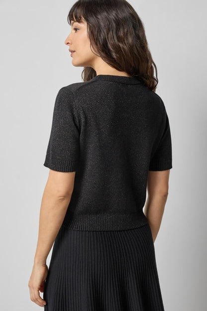 Short Sleeve Sparkle Sweater in black by Lilla P