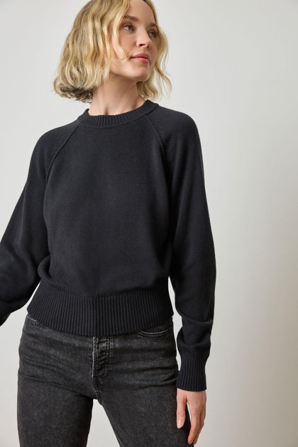 Raglan Sleeve Pullover Sweater in black by Lilla P
