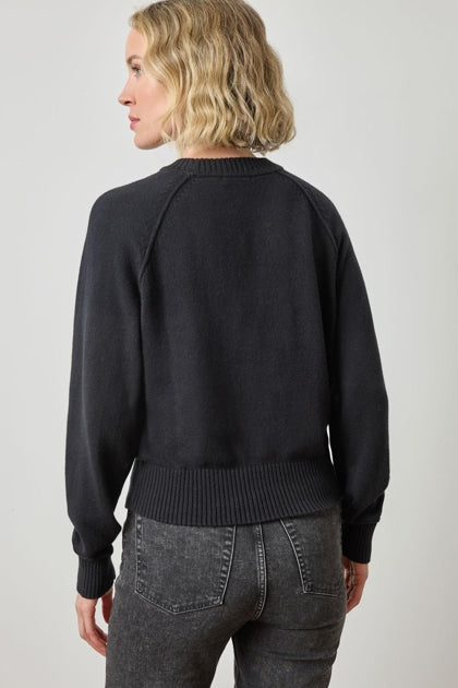 Raglan Sleeve Pullover Sweater in black by Lilla P
