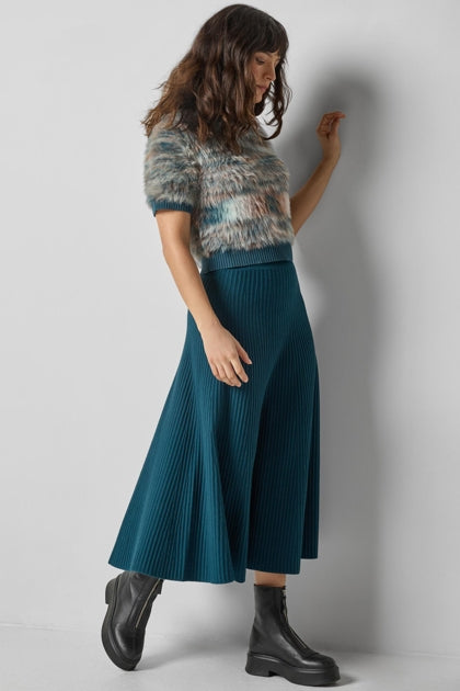 Flared Knit Skirt in deep sea by Lilla P