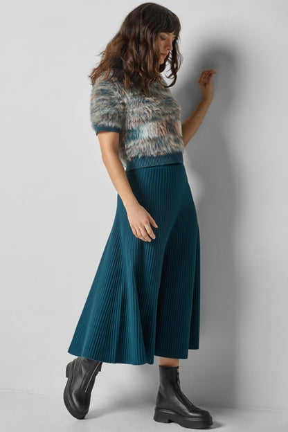 Flared Knit Skirt in deep sea by Lilla P