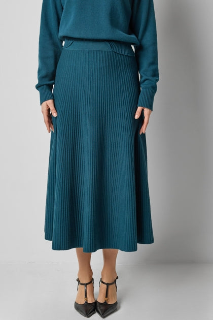 Flared Knit Skirt in deep sea by Lilla P