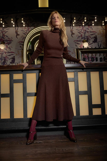 Flared Knit Skirt in java by Lilla P