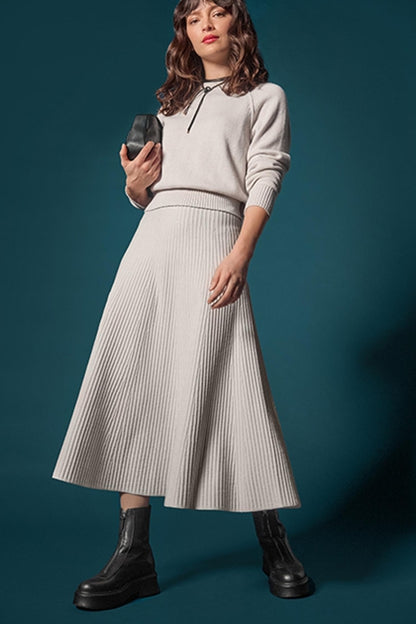 Flared Knit Skirt in mist by Lilla P