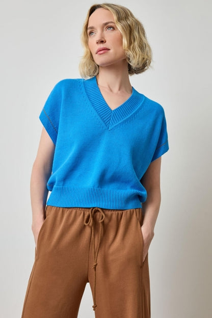 V-Neck Wedge Sweater in dutch blue by Lilla P