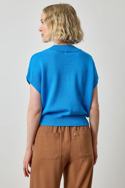 V-Neck Wedge Sweater in dutch blue by Lilla P