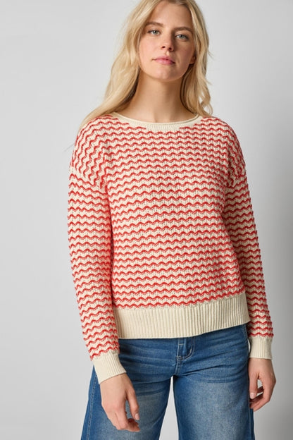 Long Sleeve Zig Zag Sweater in magnolia by Lilla P