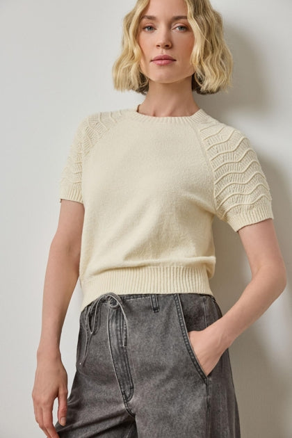 Textured Sleeve Sweater in magnolia by Lilla P