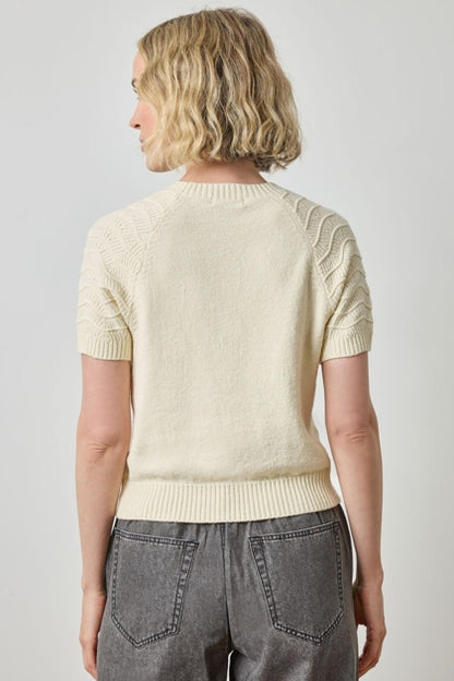 Textured Sleeve Sweater in magnolia by Lilla P