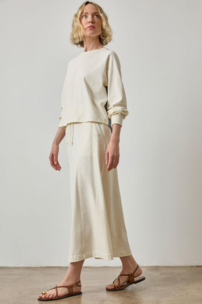 Chambray Pleat Back Pullover in magnolia by Lilla P