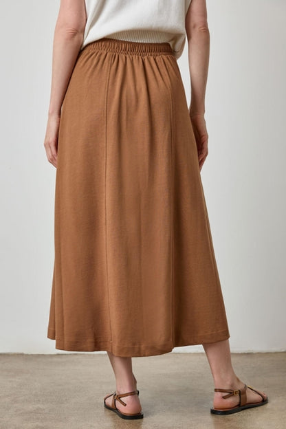 Drawcord Paneled Skirt in toffee by Lilla P