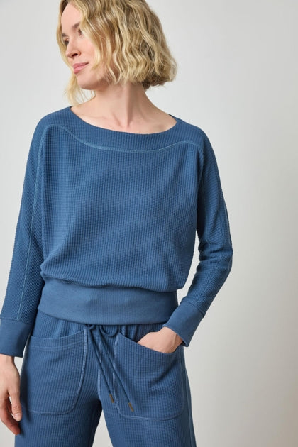 Rib Trim Seamed Top in ink by Lilla P