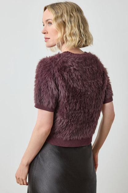 Short Sleeve Brushed Crewneck in raisin by Lilla P