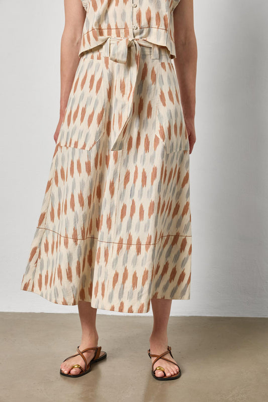 Ikat Maxi Skirt in carob by Lilla P