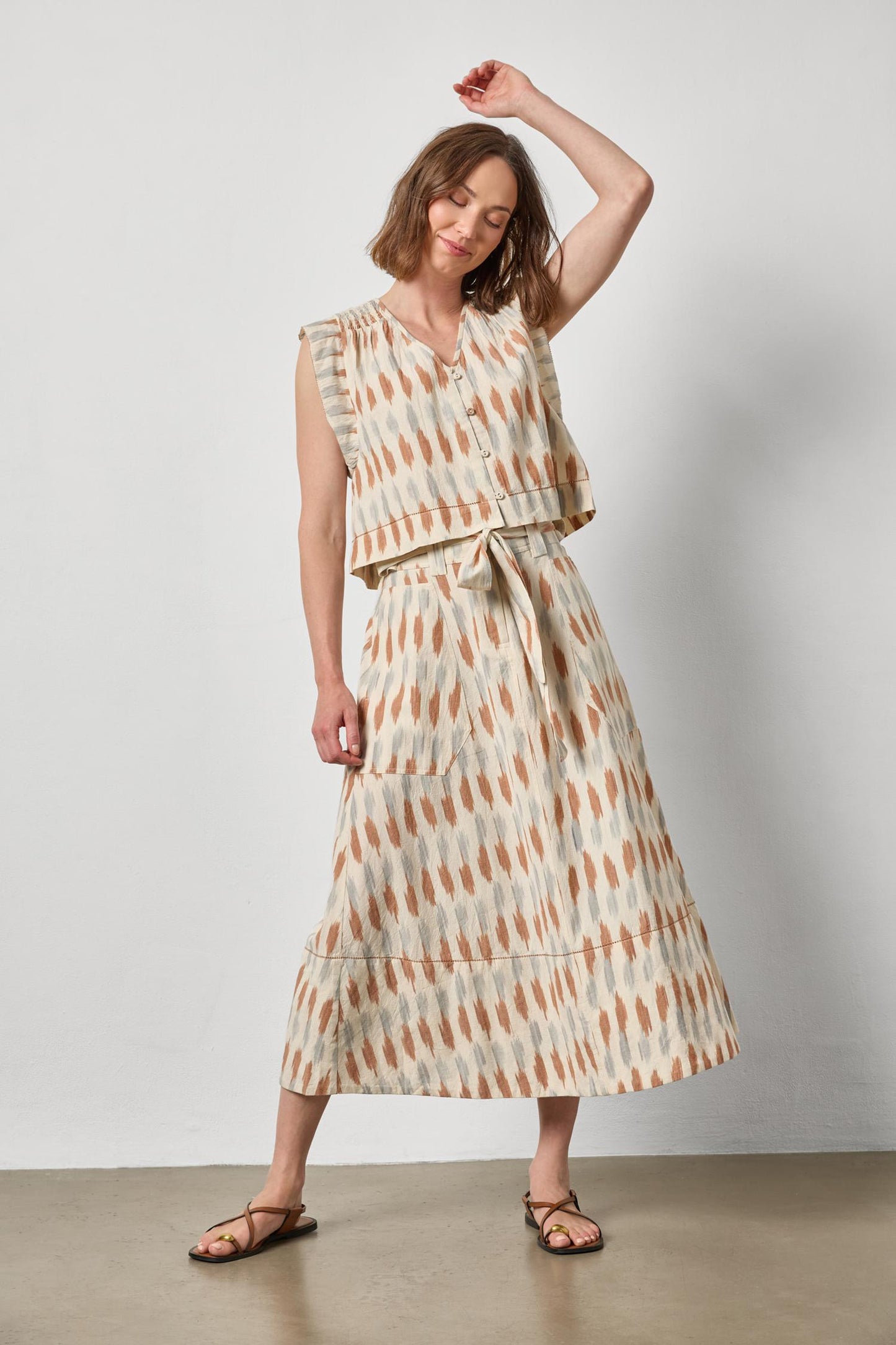 Ikat Maxi Skirt in carob by Lilla P