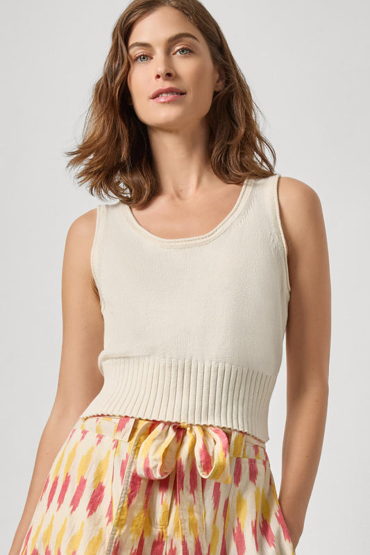 Cropped Scoop Tank Sweater in off white by Lilla P