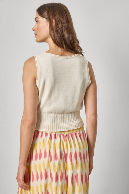 Cropped Scoop Tank Sweater in off white by Lilla P