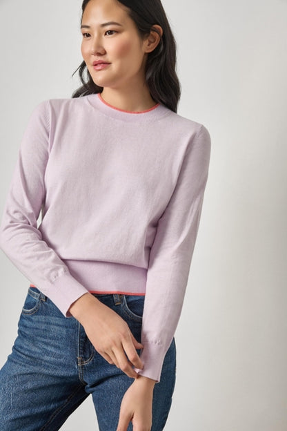 Picot Edge Crewneck Sweater in wisteria by Lilla P