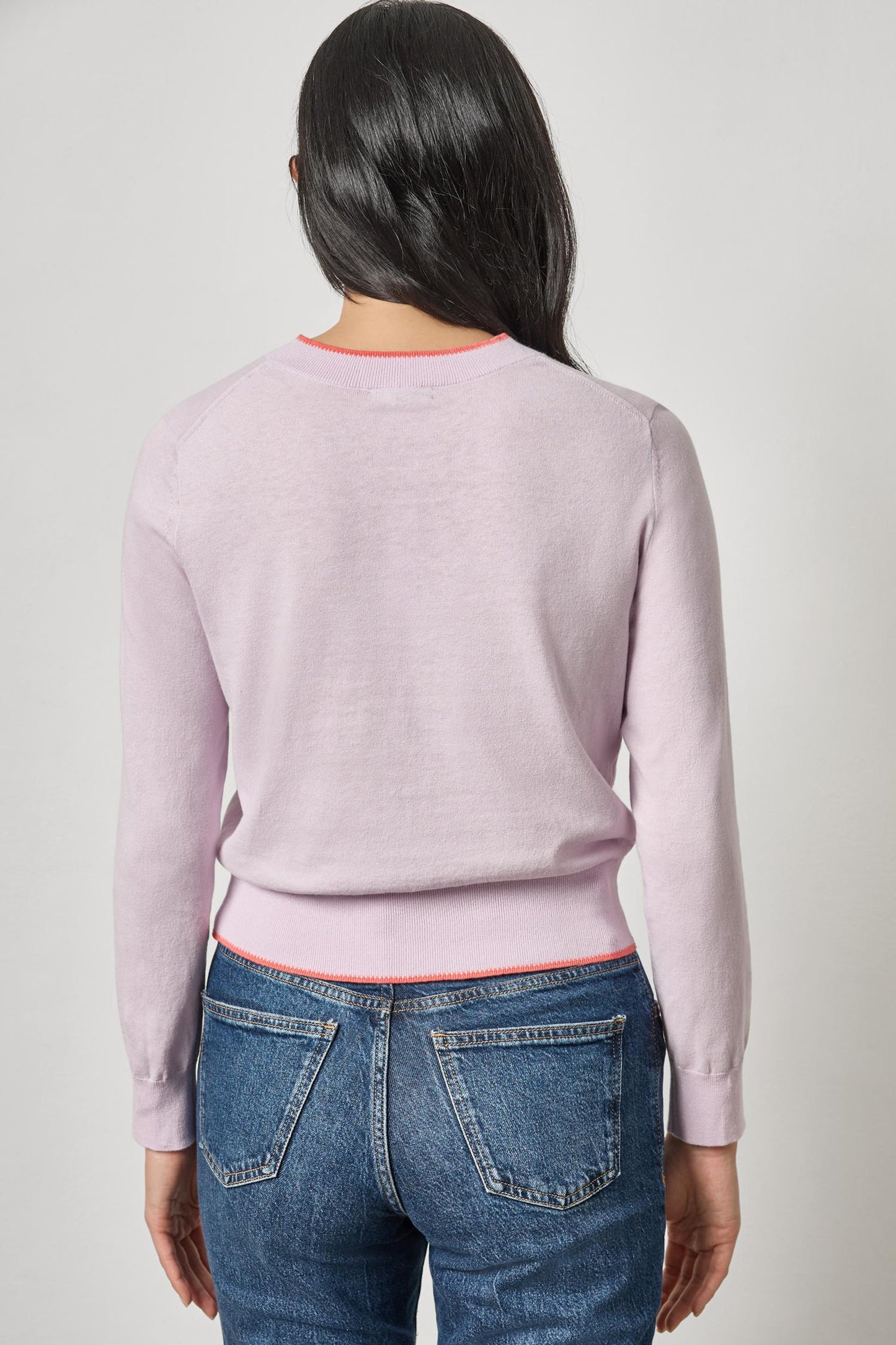 Picot Edge Crewneck Sweater in wisteria by Lilla P