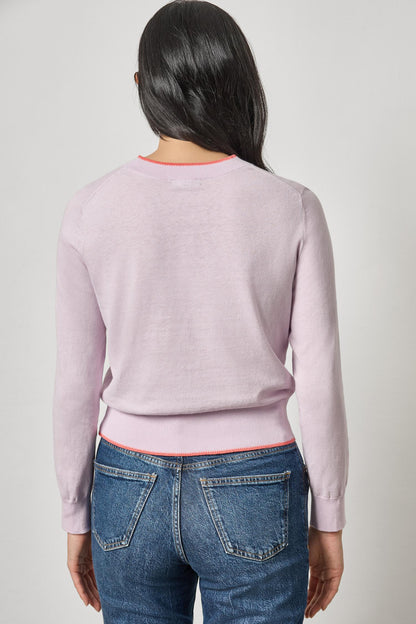 Picot Edge Crewneck Sweater in wisteria by Lilla P