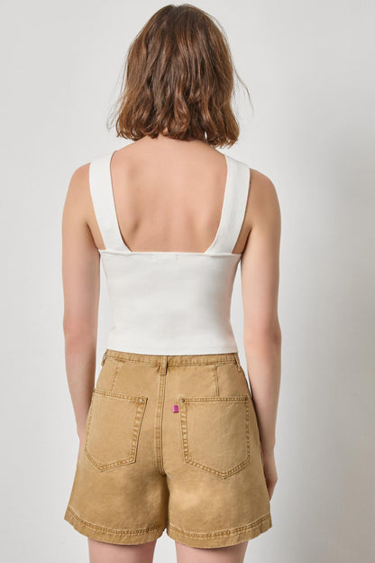 Wide Strap Knit Tank in white by Lilla P