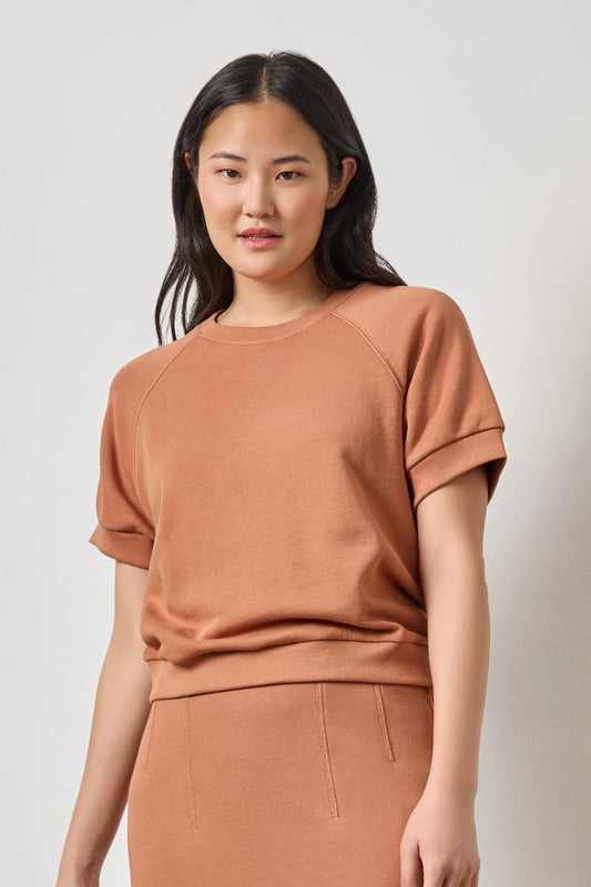 Short Sleeve Terry Sweatshirt in carob by Lilla P