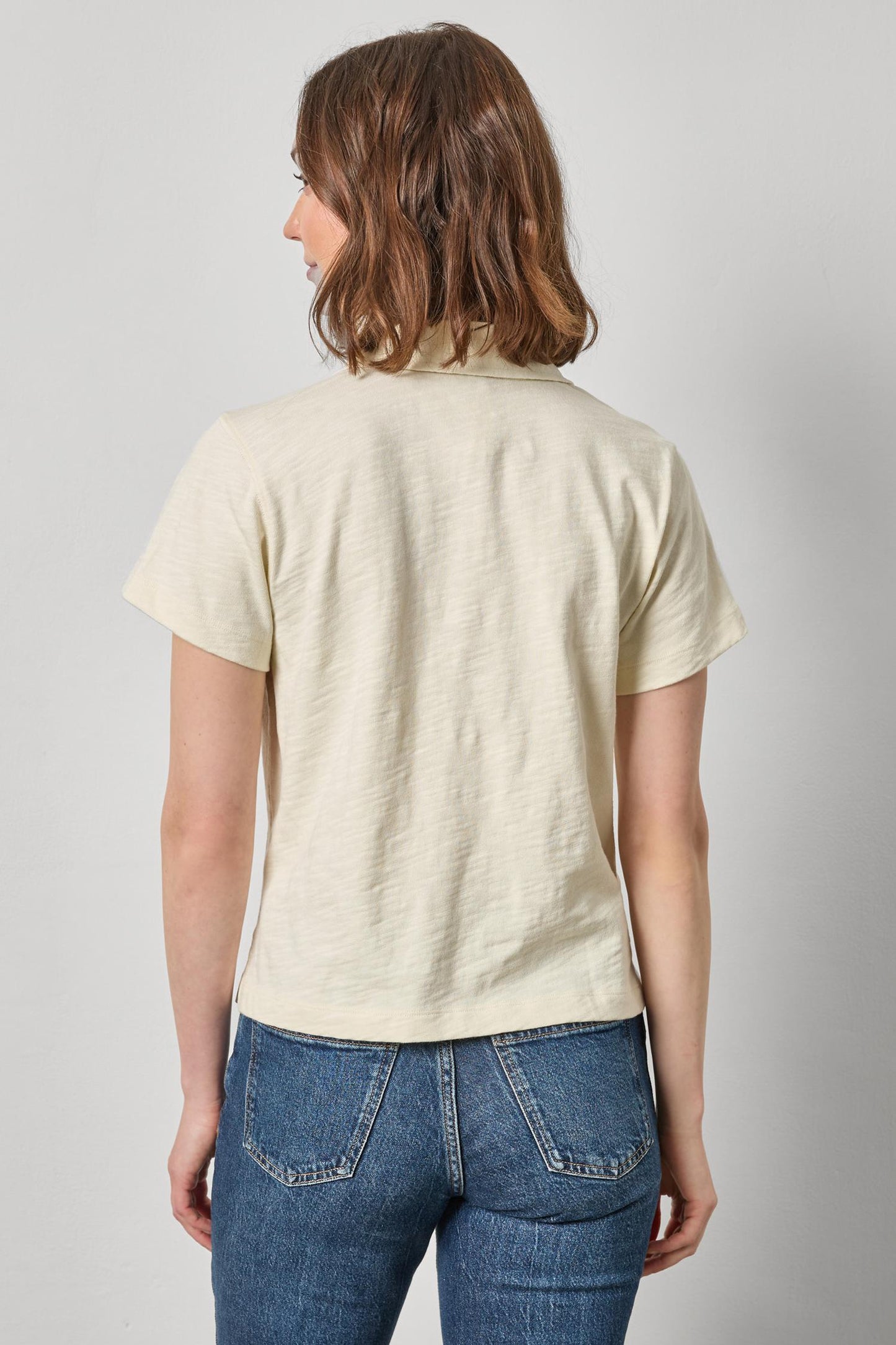 Vintage Short Sleeve Polo in oyster by Lilla P