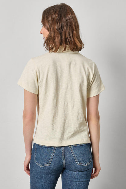 Vintage Short Sleeve Polo in oyster by Lilla P