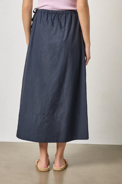 Poplin A-line Maxi Skirt in navy by Lilla P