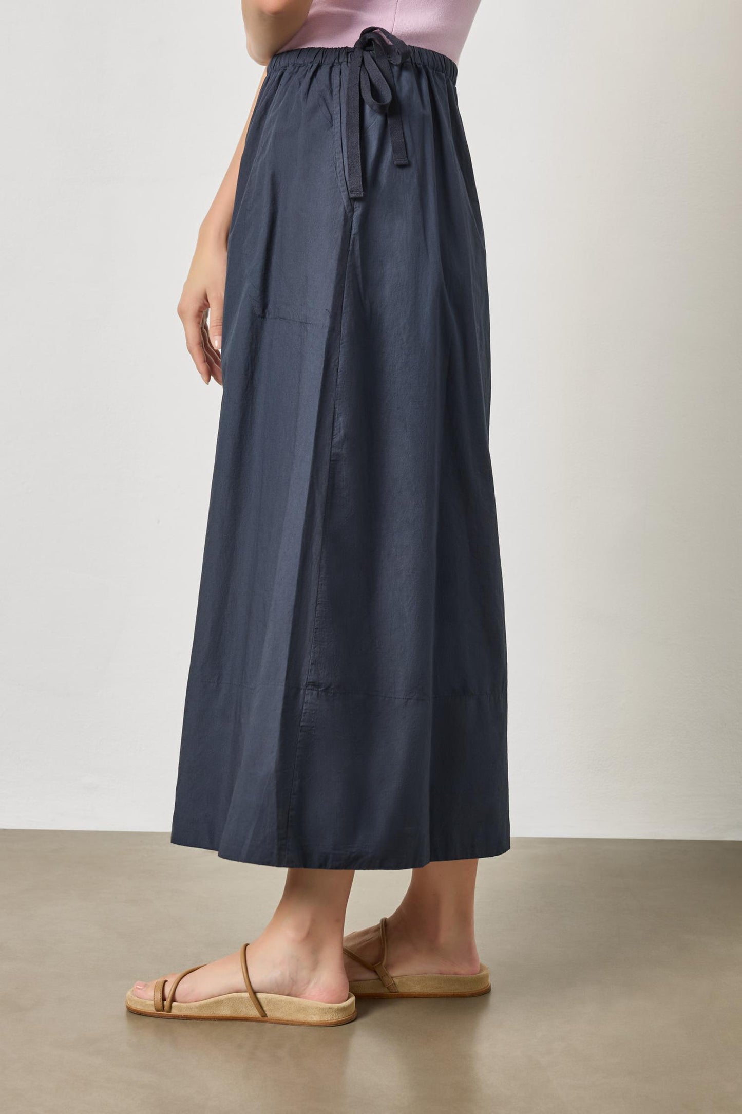 Poplin A-line Maxi Skirt in navy by Lilla P