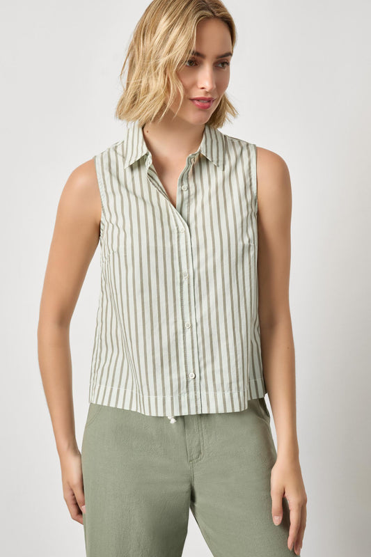 Striped Sleeveless Shirt in pool stripe by Lilla P