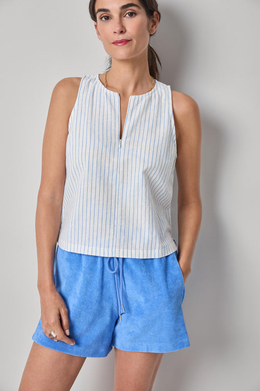 Sleeveless Zip Top in capri stripe by Lilla P