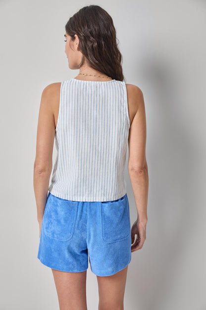 Sleeveless Zip Top in capri stripe by Lilla P