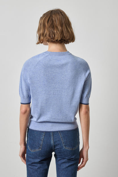 Crewneck Saddle Sleeve Sweater in lake by Lilla P