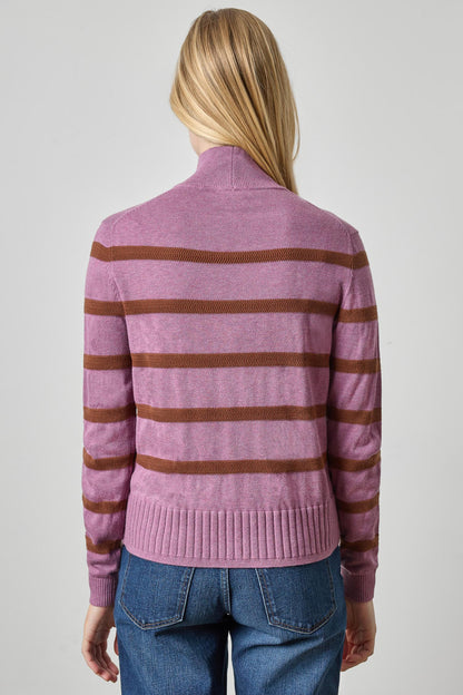 Textured Stripe Turtleneck Sweater in dewberry stripe by Lilla P