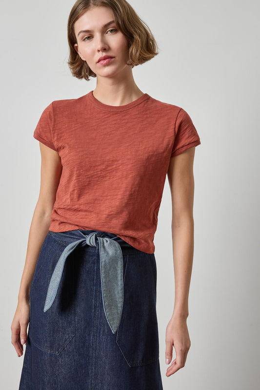 Boxy Cap Sleeve Tee in henna by Lilla P