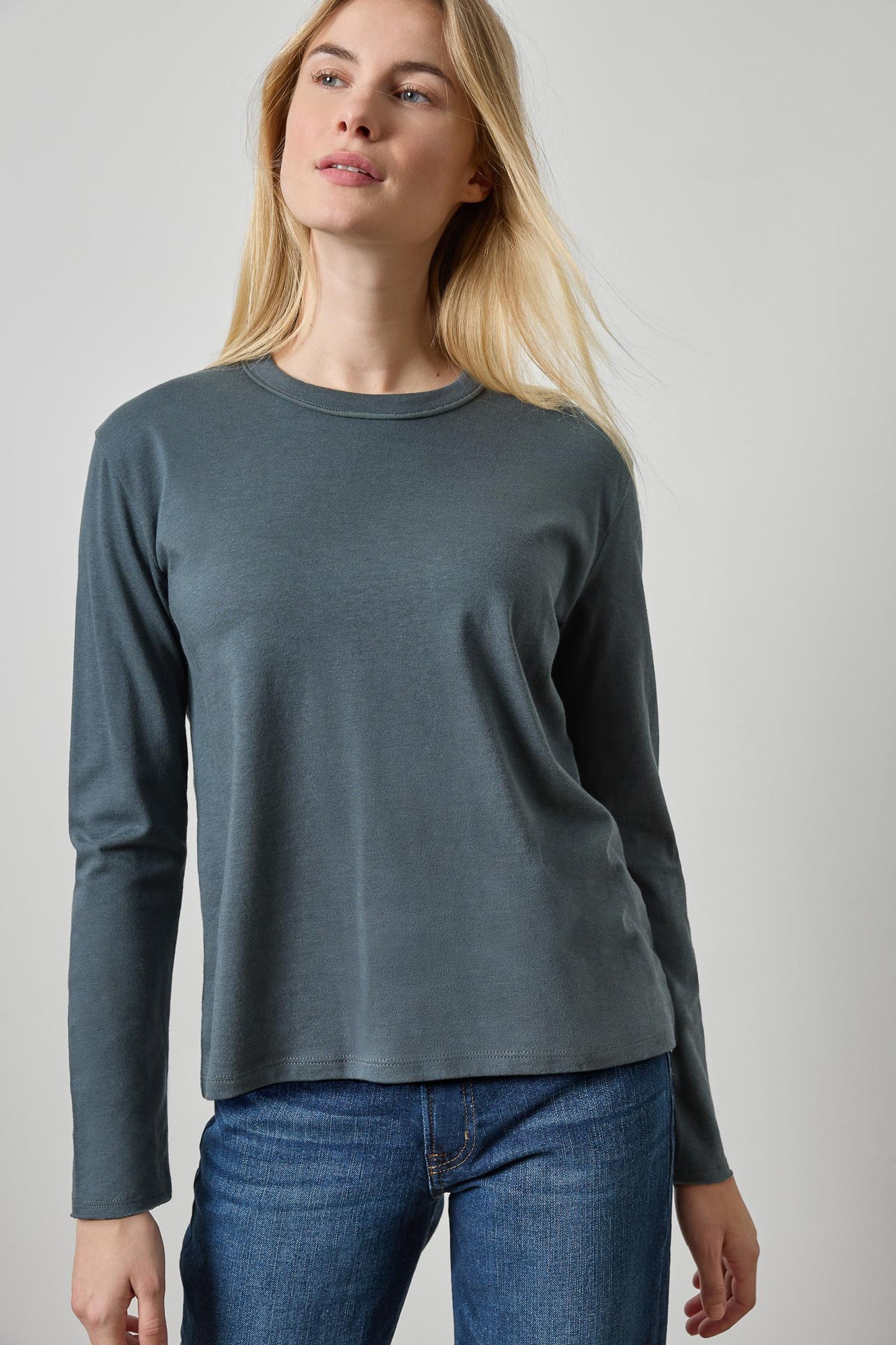 Rolled Edge Relaxed Tee in mineral by Lilla P