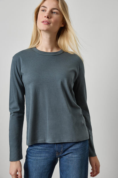 Rolled Edge Relaxed Tee in mineral by Lilla P