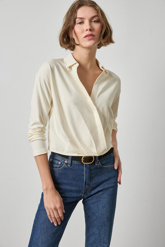 Faux Wrap Collared Top in rope by Lilla P