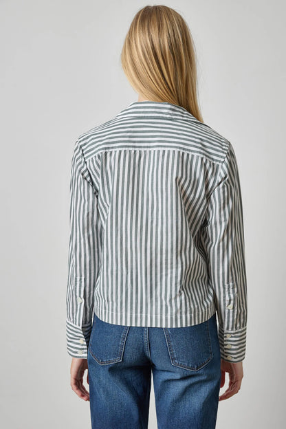 Straight Fit Short Button Down in mineral stripe by Lilla P