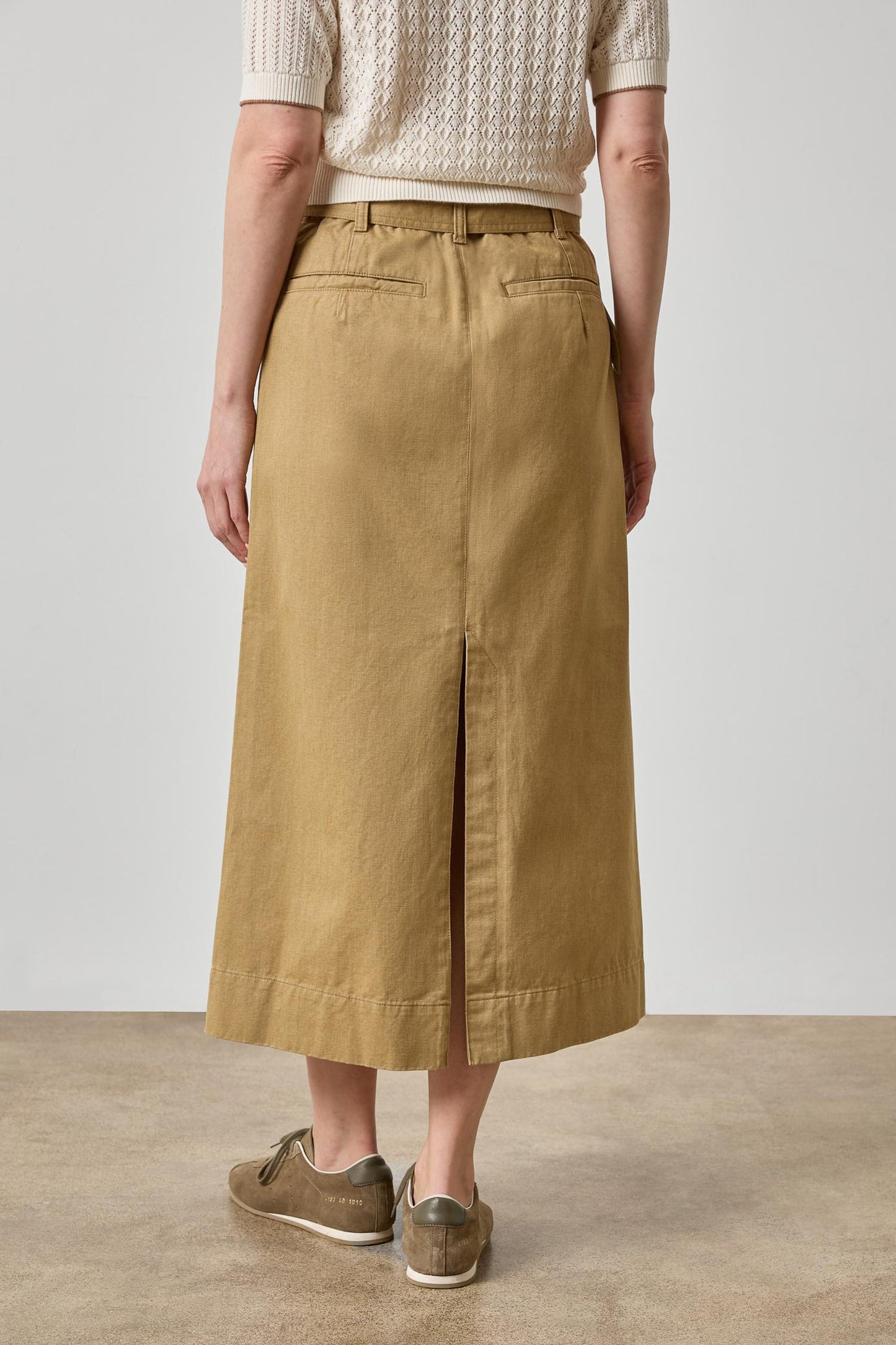 Washed Twill Utility Skirt in barley by Lilla P