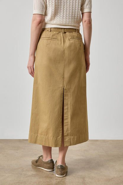 Washed Twill Utility Skirt in barley by Lilla P