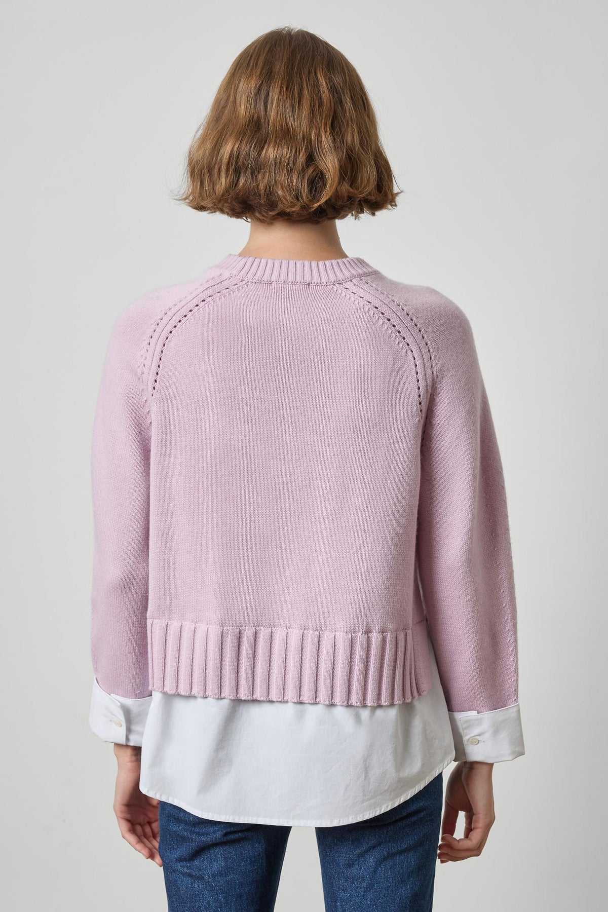 Mixed Media Crewneck Sweater in sugarplum by Lilla P