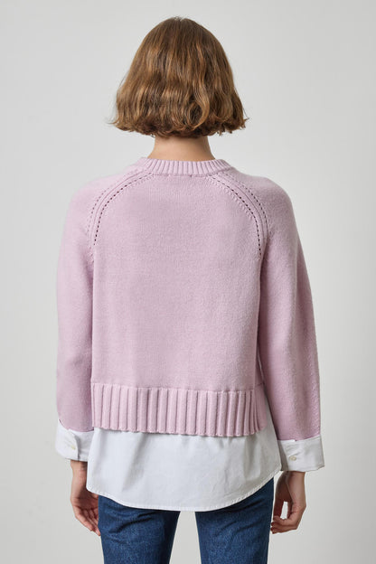 Mixed Media Crewneck Sweater in sugarplum by Lilla P