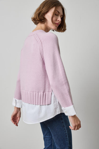 Mixed Media Crewneck Sweater in sugarplum by Lilla P