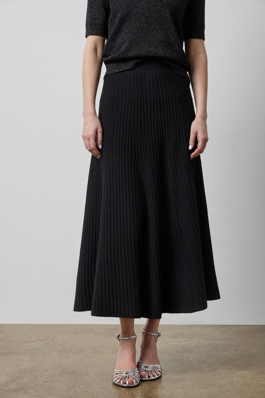Knit Flared Skirt in black by Lilla P